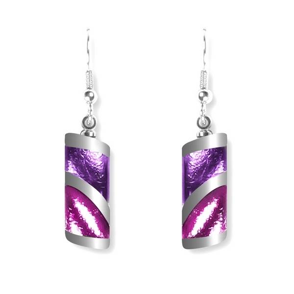 Aubergine Wave Stripe fish Hook Earrings