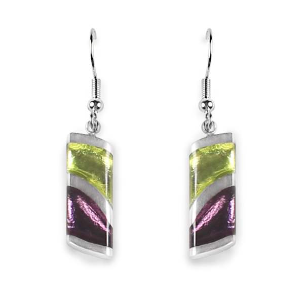 Kingfisher Wave Stripe fish Hook Earrings | The Jewellery Stop