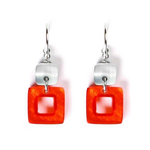 Orange Cubes Double Drop Creole Earrings | The Jewellery Stop