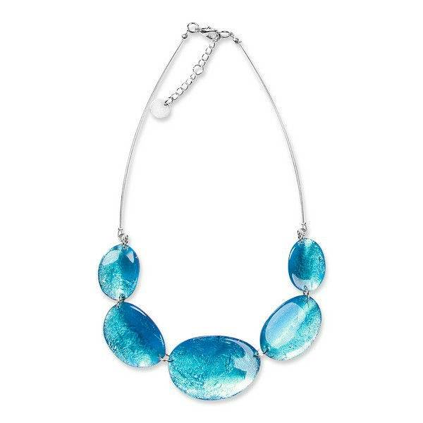 Aqua Curved Ovals Necklace | The Jewellery Stop
