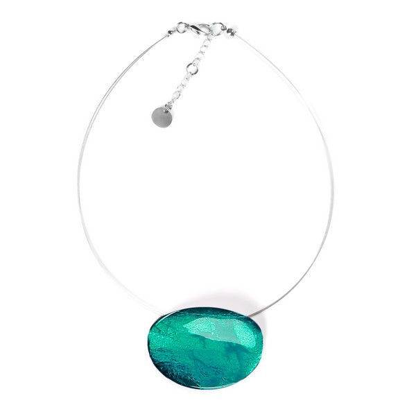 Teal Curved Ovals Pendant | The Jewellery Stop