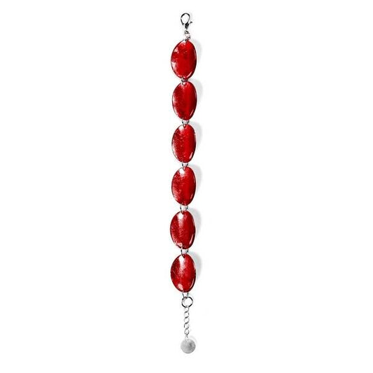 Red Curved Ovals Bracelet | The Jewellery Stop