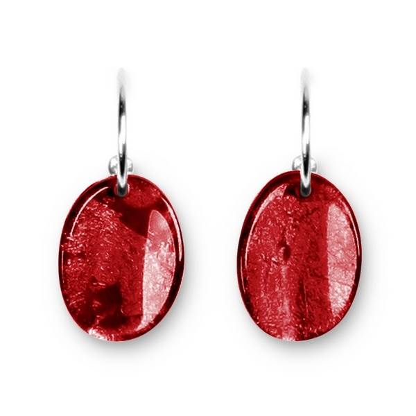 Red Curved Ovals Creole Earrings | The Jewellery Stop