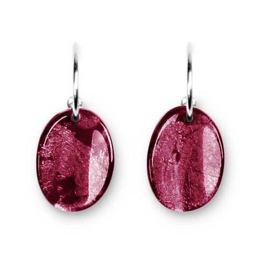 Wine Curved Ovals Creole Earrings | The Jewellery Stop