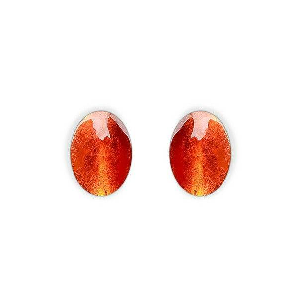 Orange Curved Ovals Stud Earrings | The Jewellery Stop