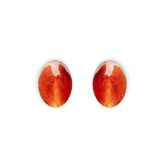 Orange Curved Ovals Stud Earrings | The Jewellery Stop