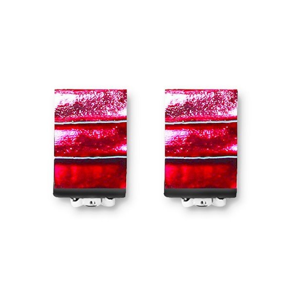 Raspberry Classic Stripe Thick Clip Earrings | The Jewellery Stop