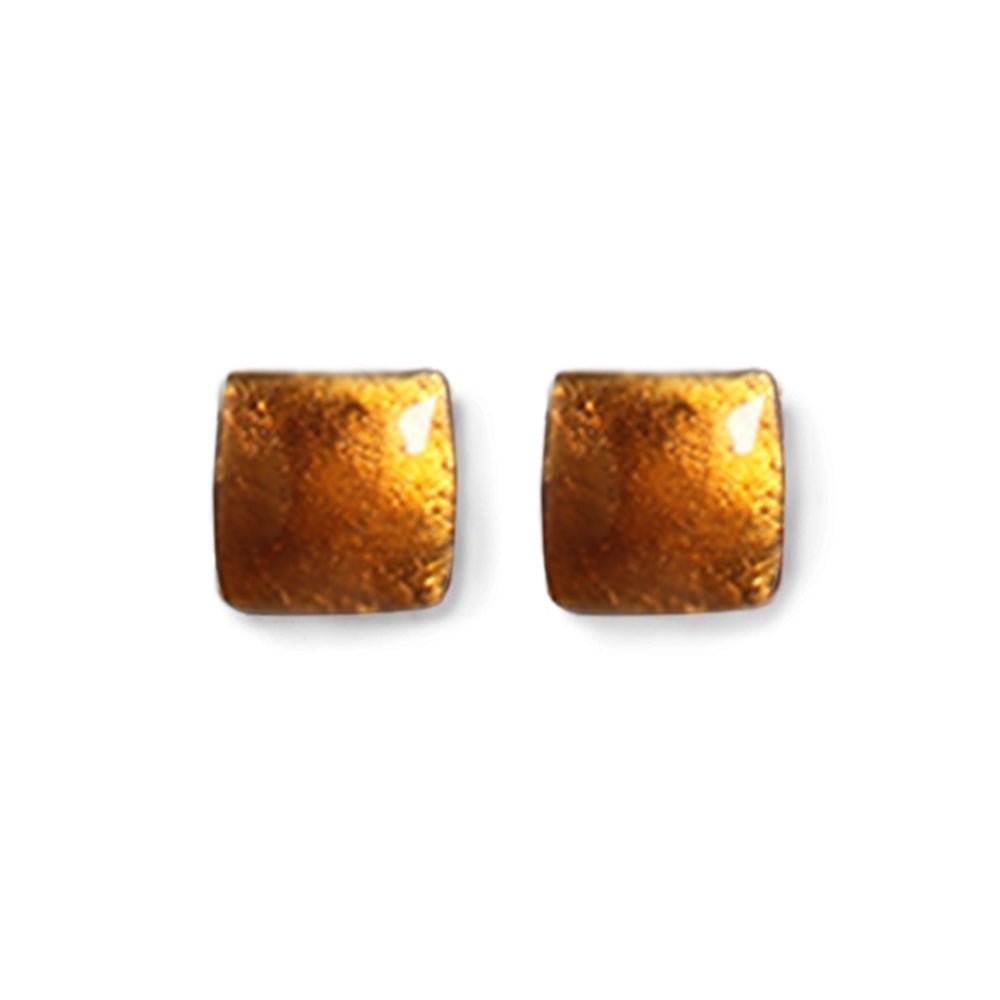 Mustard Antique Square Large Stud Earrings | The Jewellery Stop