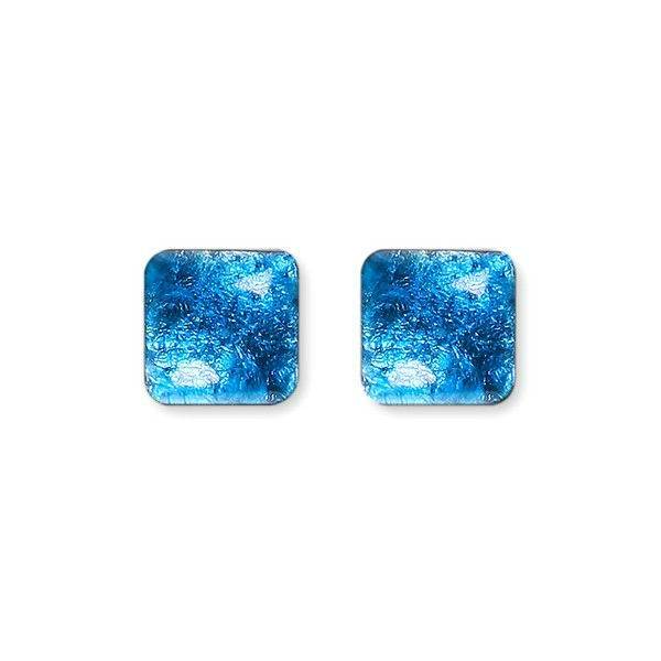 Navy Antique Square Large Stud Earrings | The Jewellery Stop