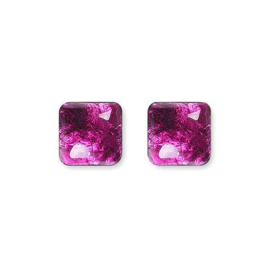 Purple Antique Square Large Stud Earrings | The Jewellery Stop