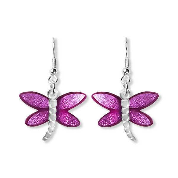 Purple Dragonfly Fish Hook Earrings | The Jewellery Stop