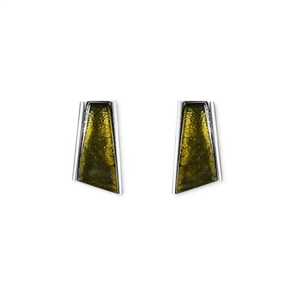 Green Deco Stripe Stud Earrings | The Jewellery Stop