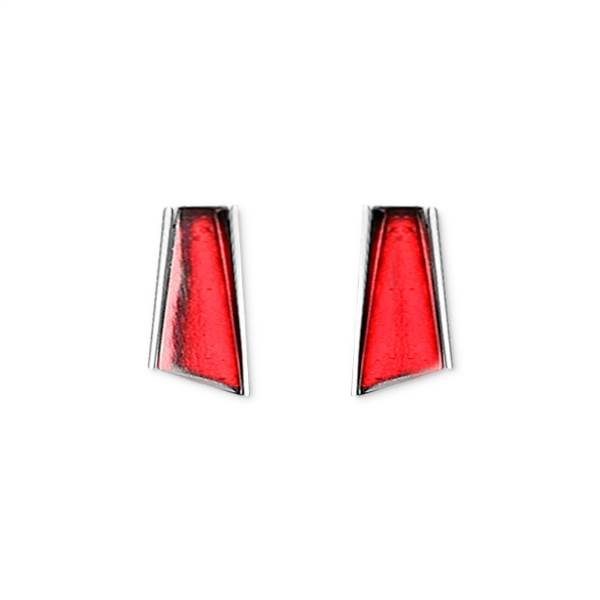 Red Deco Stripe Stud Earrings | The Jewellery Stop