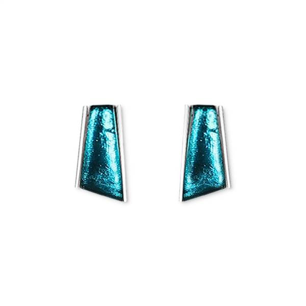 Teal Deco Stripe Stud Earrings | The Jewellery Stop