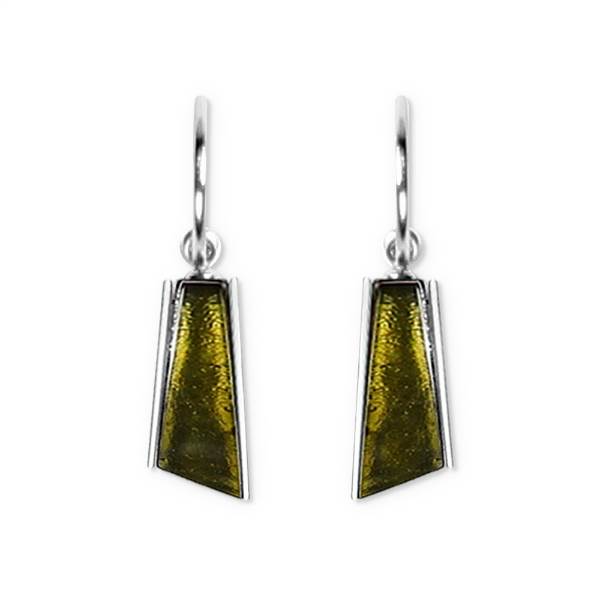 Green Deco Stripe Creole Earrings | The Jewellery Stop