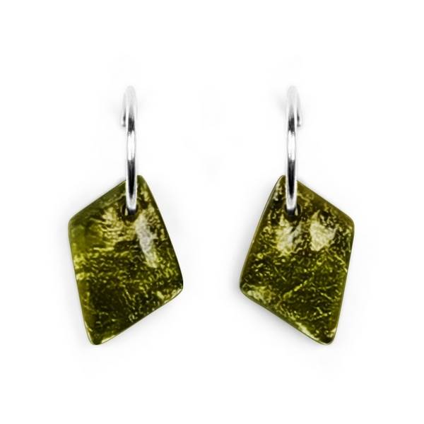Olive Patchwork Creole Earrings | The Jewellery Stop