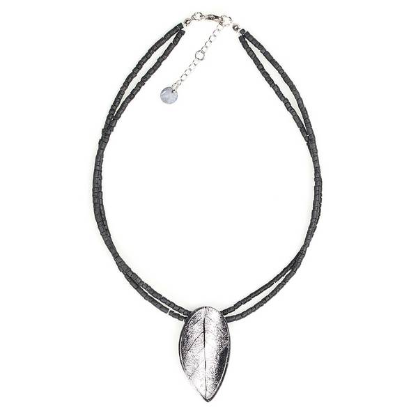 Silver Curved Leaf Pendant on Coco | The Jewellery Stop