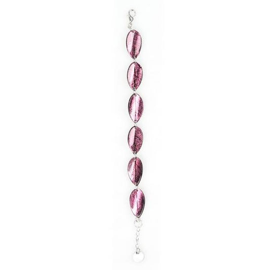 Plum Curved Leaf Bracelet | The Jewellery Stop