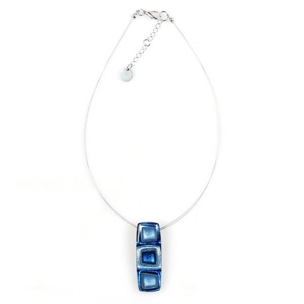 Navy Irregular Squares Pendant | The Jewellery Stop