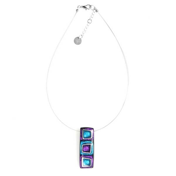 Peacock Irregular Squares Pendant | The Jewellery Stop