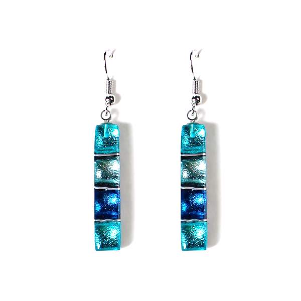 Teal Classic Stripes Fish Hook Earrings | The Jewellery Stop