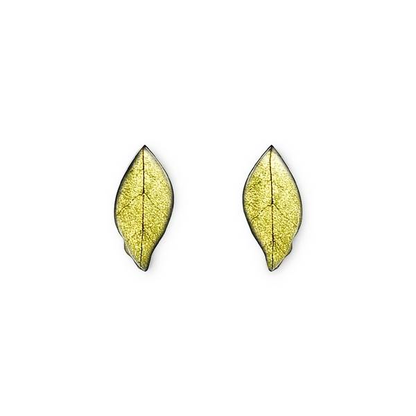 Lime Skeletal Leaf Stud Earrings | The Jewellery Stop