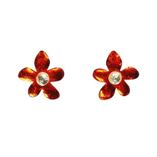 Orange Flower Stud Earrings | The Jewellery Stop