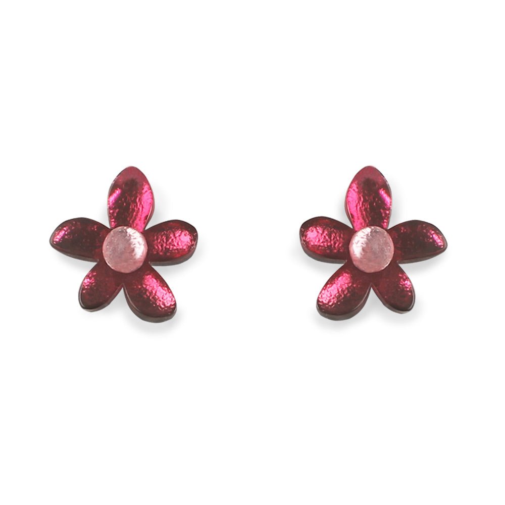 Raspberry Flower Stud Earrings | The Jewellery Stop
