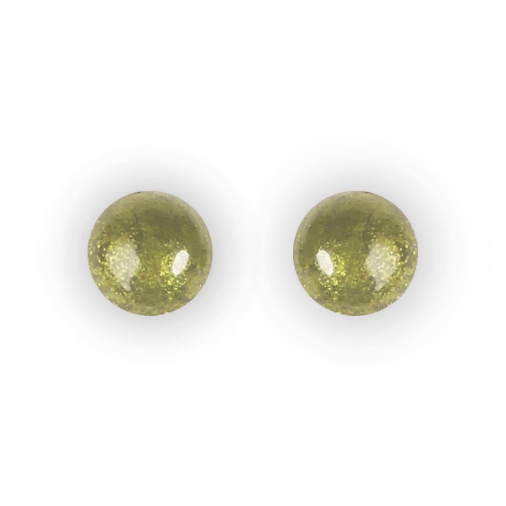 Olive Cabouchon Medium Stud Earrings | The Jewellery Stop