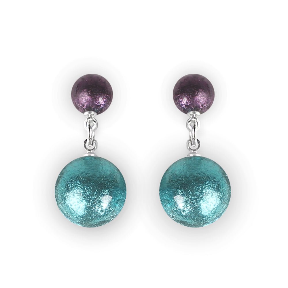 Kingfisher Cabouchon Double Drop Stud Earrings | The Jewellery Stop