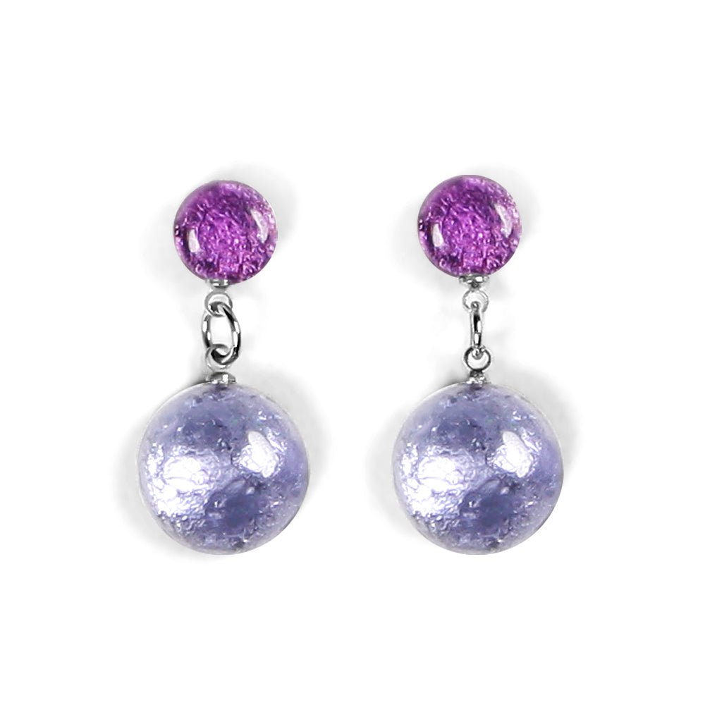 Lavender Cabouchon Double Drop Stud Earrings | The Jewellery Stop