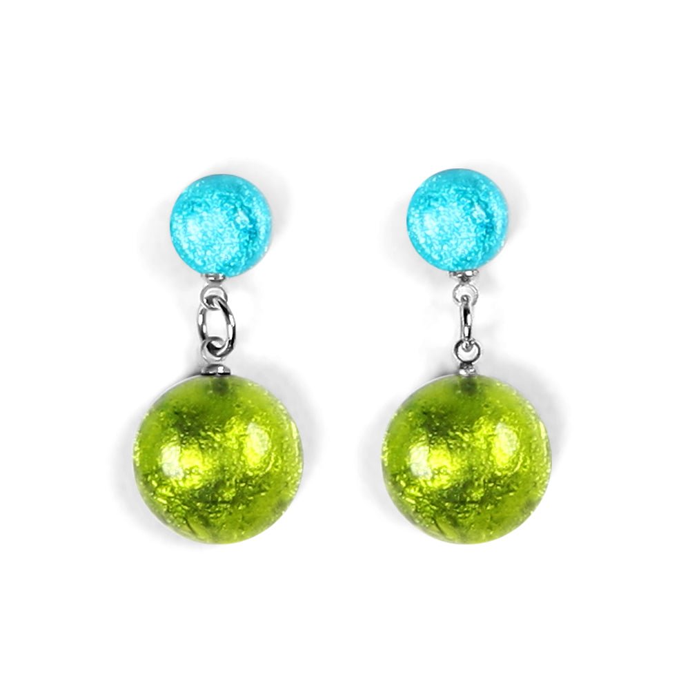 Seaweed Cabouchon Double Drop Stud Earrings | The Jewellery Stop
