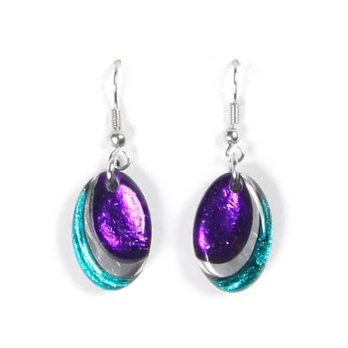 Peacock Oval Swirl Fish Hook Earrings | The Jewellery Stop