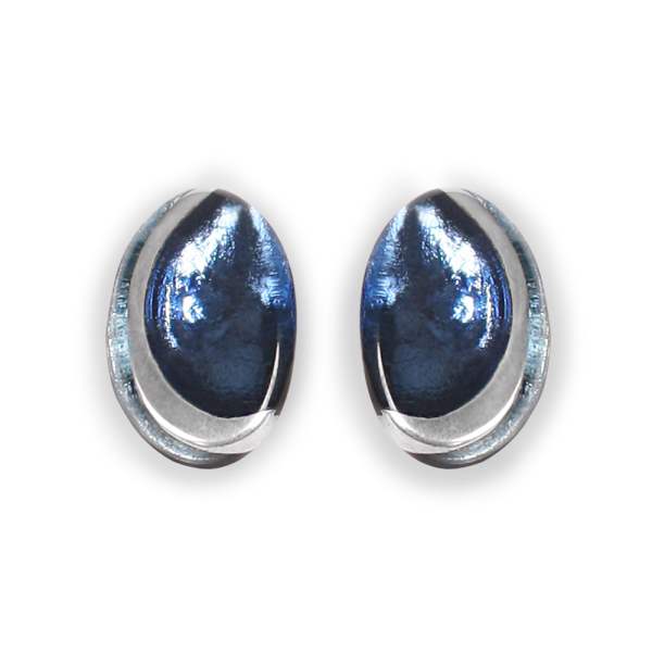 Denim Oval Swirl Stud Earrings | The Jewellery Stop