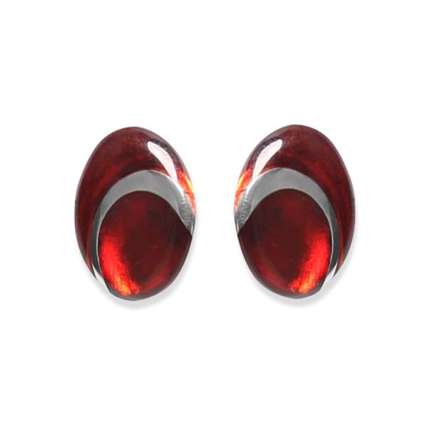 Red Oval Swirl Clip Earrings | The Jewellery Stop