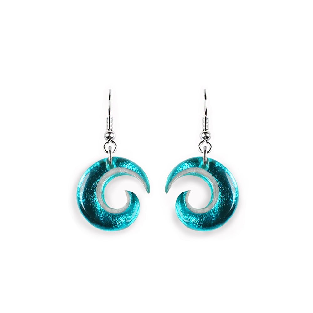 Teal Curl Fish Hook Earrings | The Jewellery Stop
