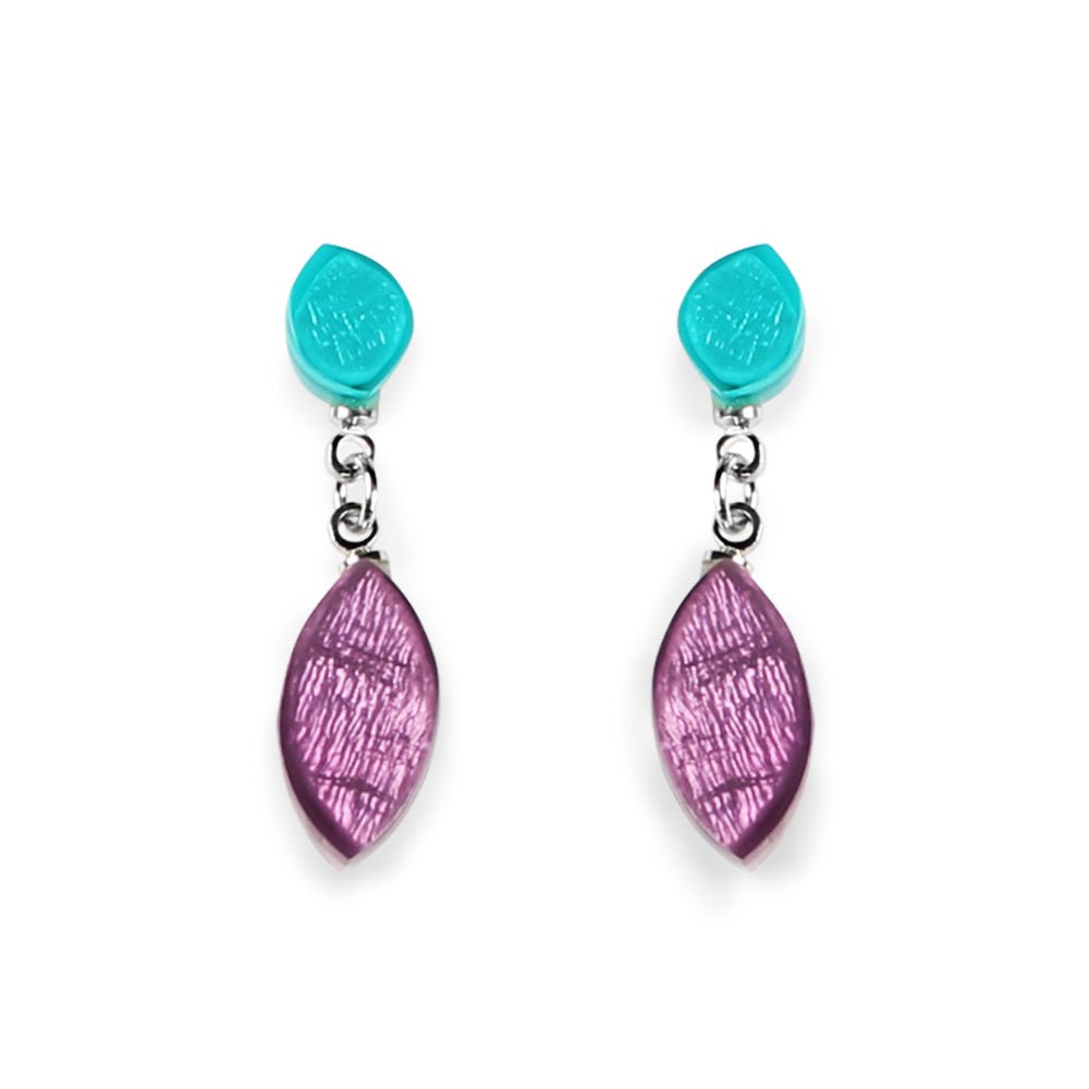 Peacock Petal Dangle Stud Earrings | The Jewellery Stop