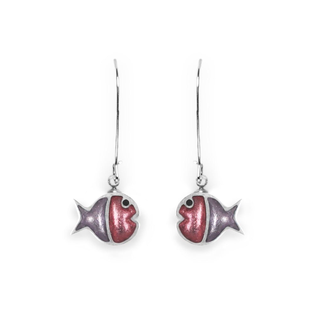Blush Bubble Fish Stripe Long Hook Earrings | The Jewellery Stop