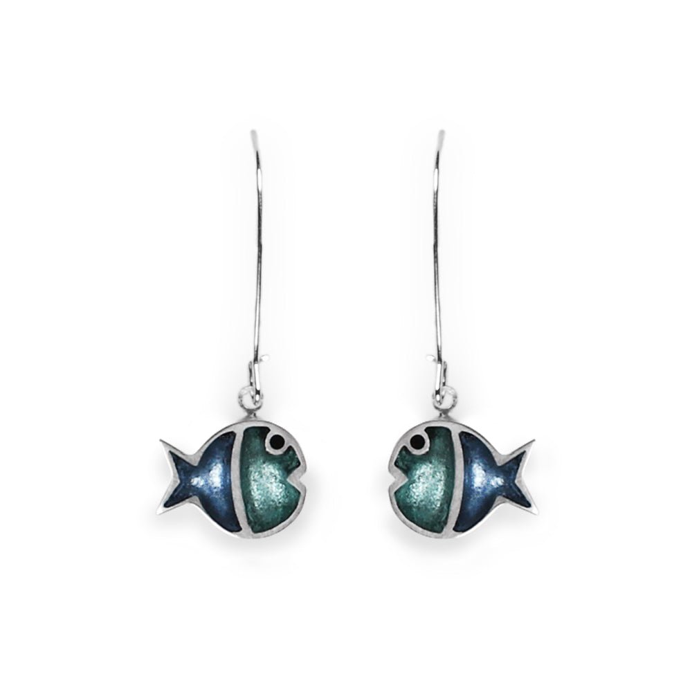Pear Bubble Fish Stripe Long Hook Earrings | The Jewellery Stop