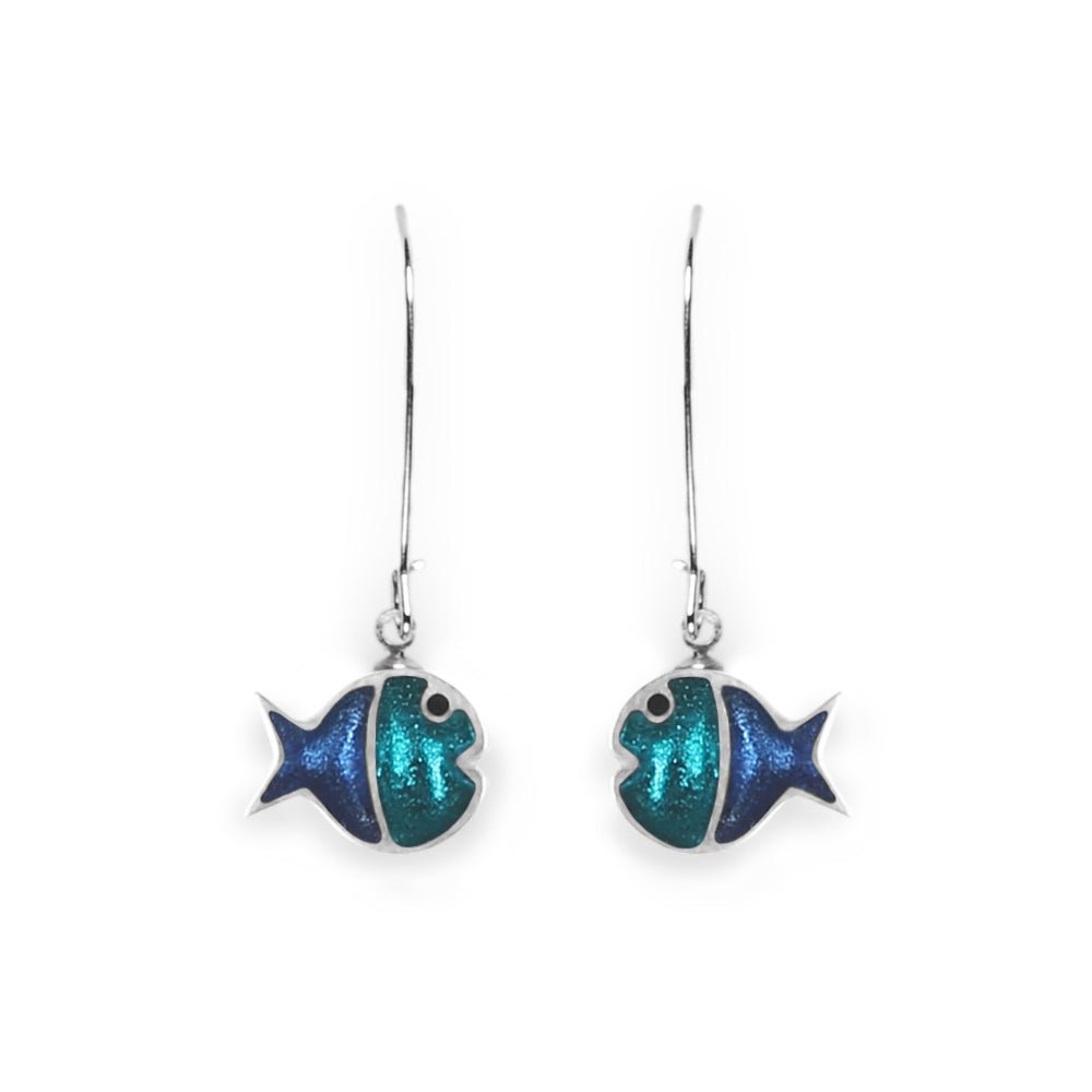 Riviera Bubble Fish Stripe Long Hook Earrings | The Jewellery Stop