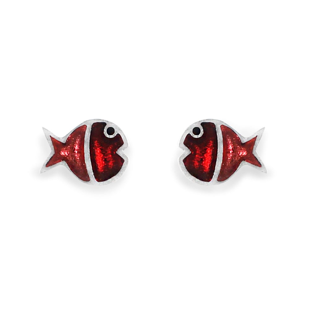 Scarlet Bubble Fish Stripe Stud Earrings | The Jewellery Stop