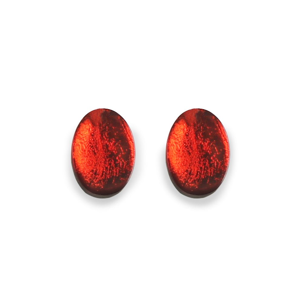 Scarlet Oval Echo Stud Earrings | The Jewellery Stop