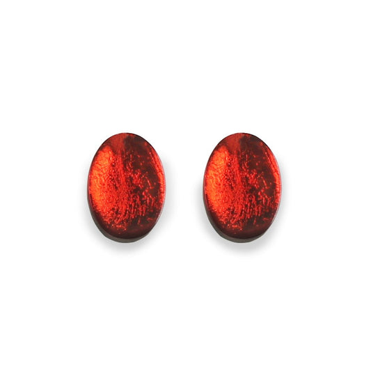 Scarlet Oval Echo Stud Earrings | The Jewellery Stop