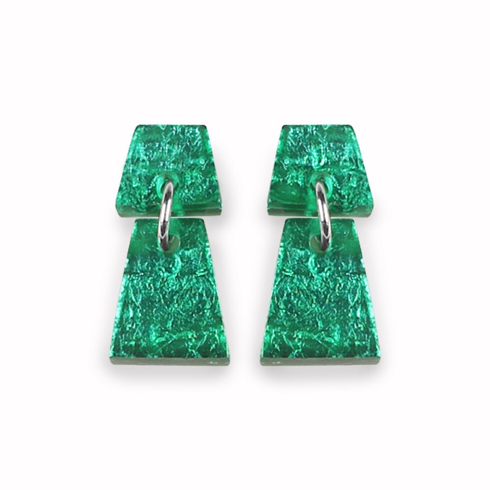 Emerald Aztec Dangle Stud Earrings | The Jewellery Stop
