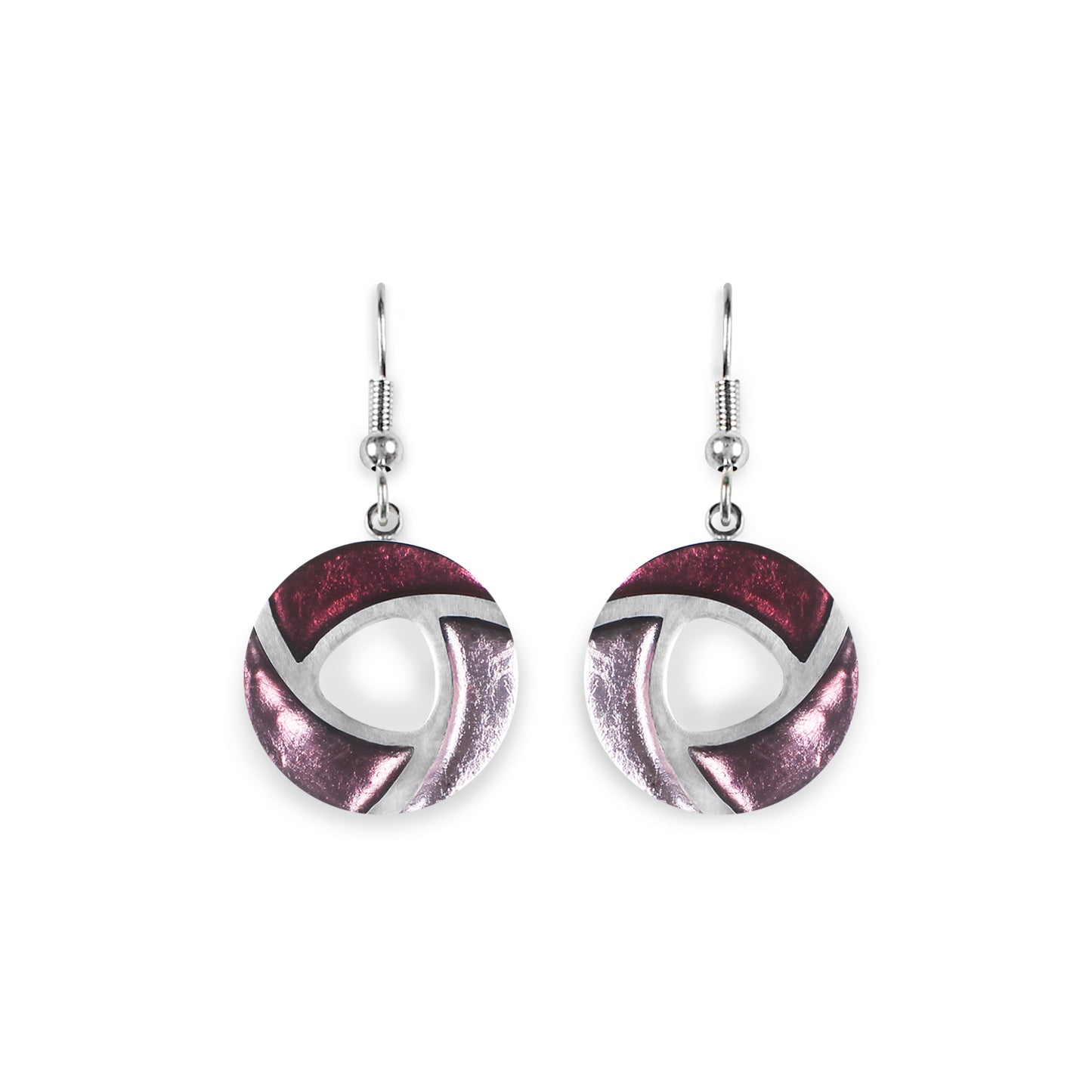 Plum Trisceli Fish Hook Earrings | The Jewellery Stop