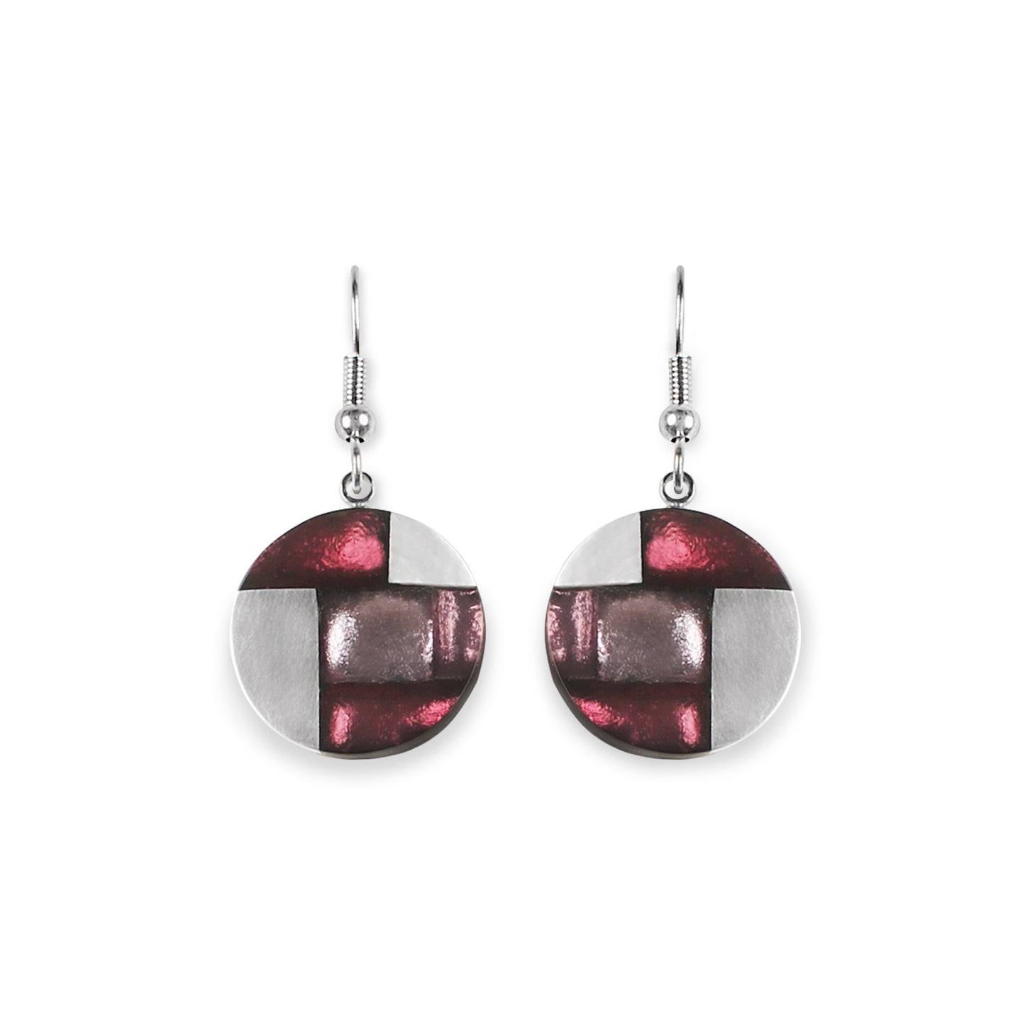Plum Mosaic Fish Hook Earrings | The Jewellery Stop
