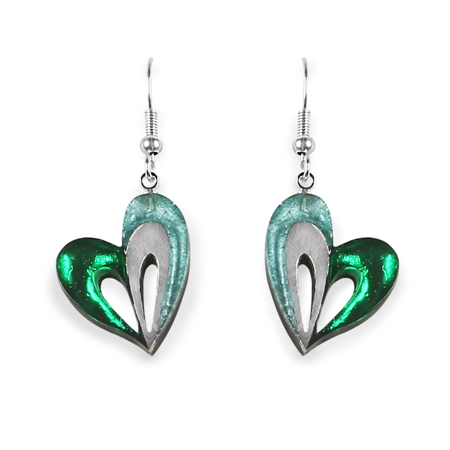 Emerald Heart Loop Fish Hook Earrings | The Jewellery Stop