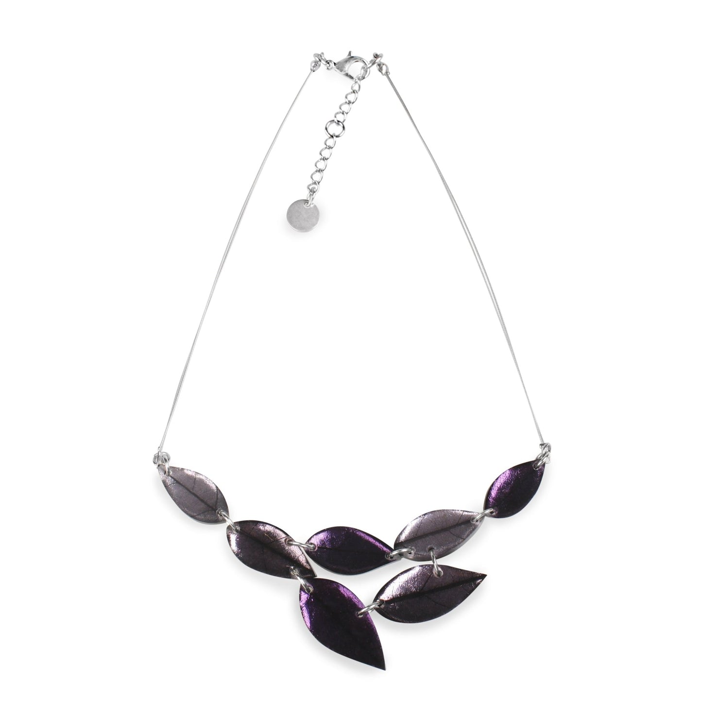 Aubergine Skeletal Leaf Combi Necklace | The Jewellery Stop