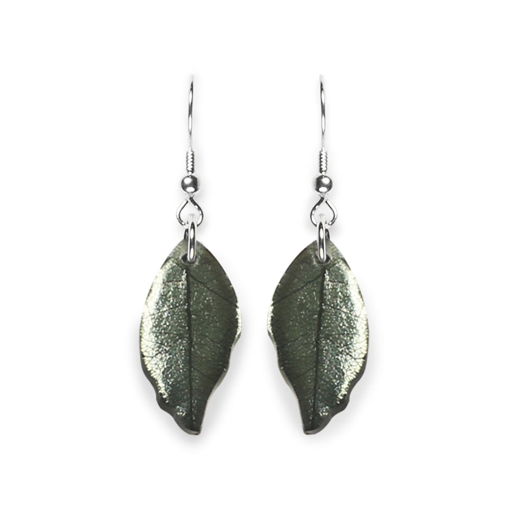 Pear Skeletal Leaf Combi Fish Hook Earrings | The Jewellery Stop