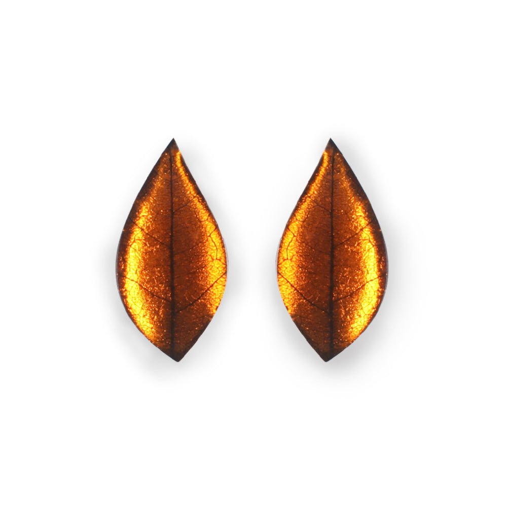 Paprika Skeletal Leaf Combi Clip Earrings | The Jewellery Stop